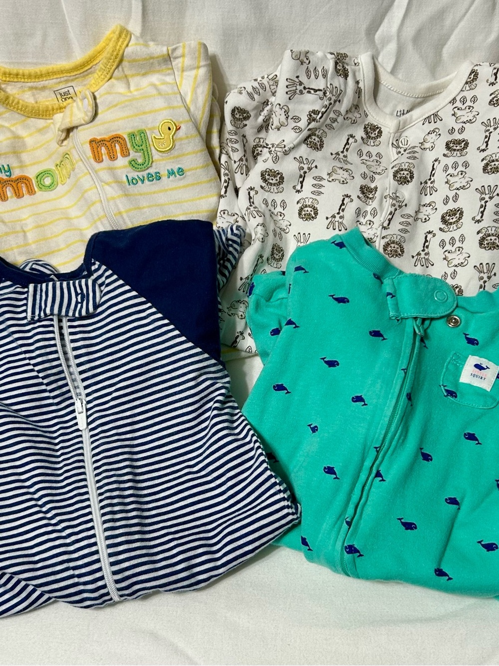 0-3 Month 4 Sleepers Long Sleeve Footie Zip-up and Snap Bundle